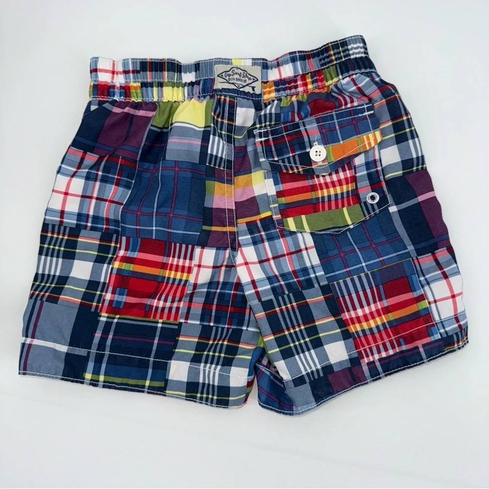 Baby GAP Toddler Boys Colorful Plaid Swim Trunks